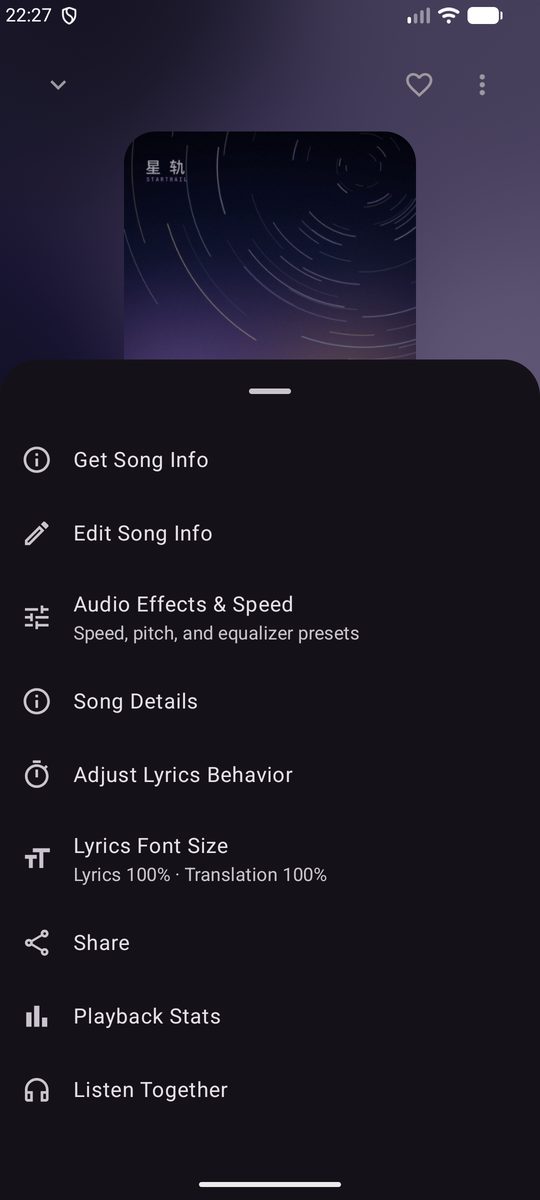 More options screenshot
