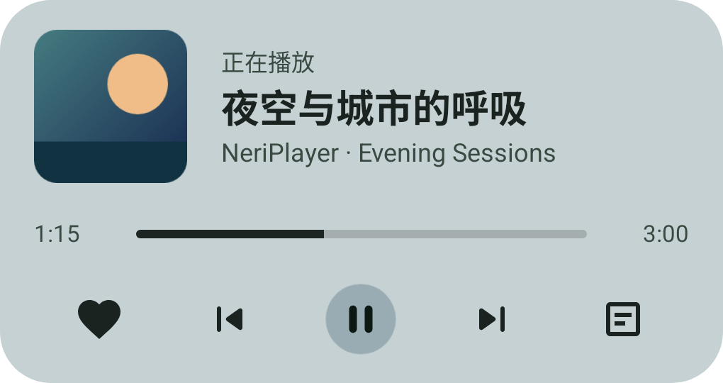 4×2 播放卡片小组件预览